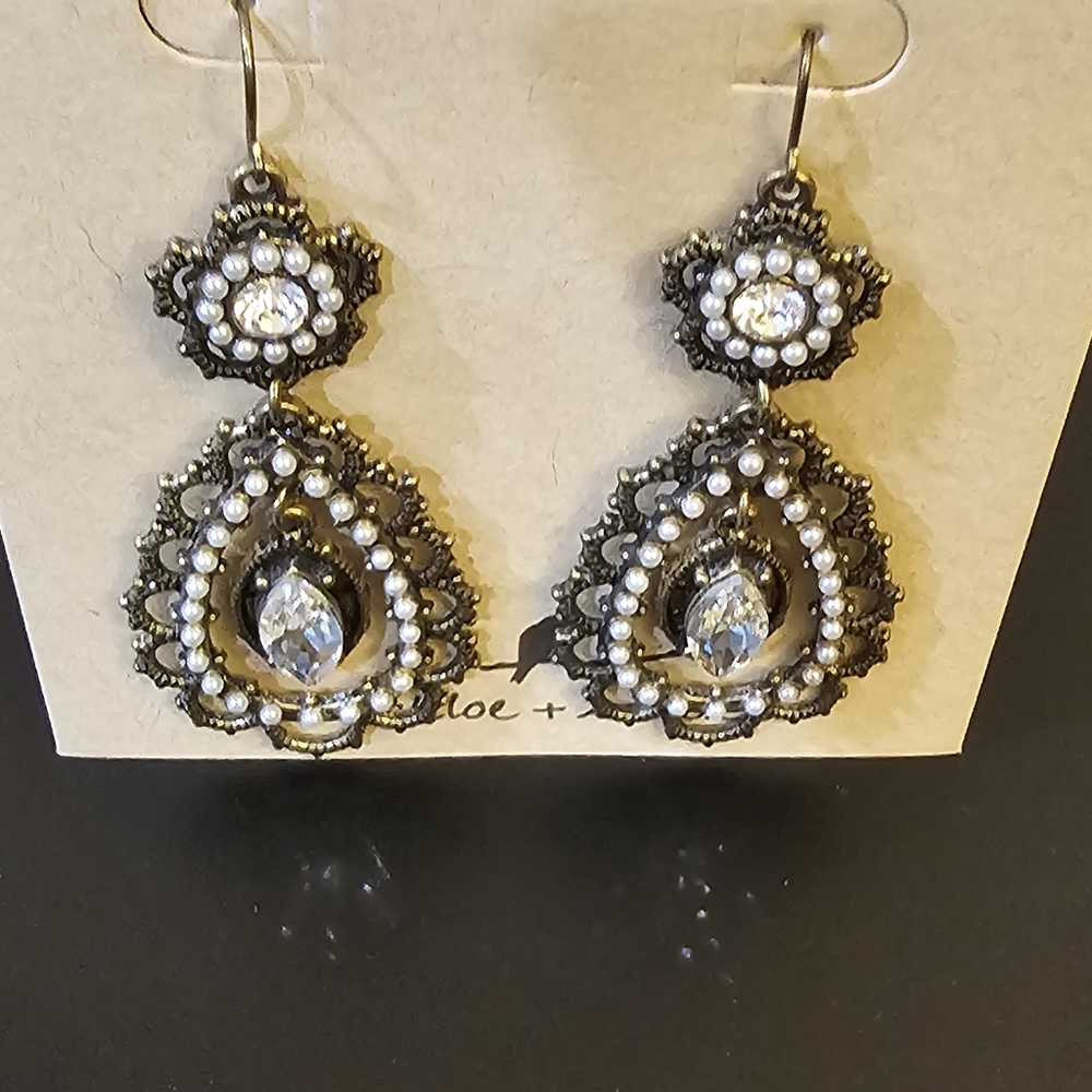 c+i Pearl & Crystal Drop Earrings